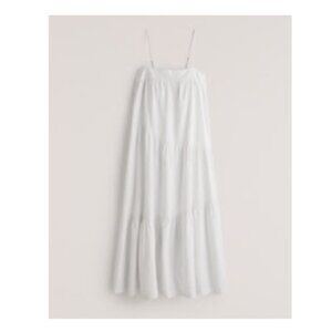 Abercrombie Asymmetrical Tiered Maxi Dress – White, Small